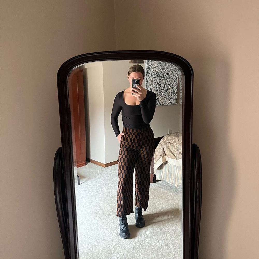 Stylish Brown Patterned Women's Pants